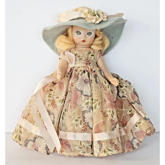 Nancy Ann Storybook Other - Vintage Nancy Ann Storybook Doll Floral Dress Felt Hat Sleep Eyes Collectible
